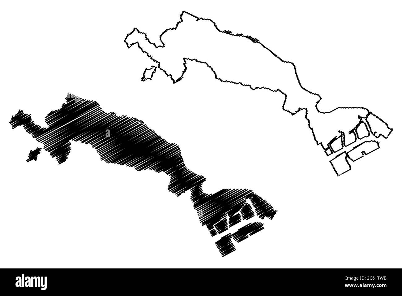 Kawasaki City (Staat Japan, Inselstaat, Präfektur Kanagawa) Karte Vektorgrafik, Skizze Stadt Kawasaki Karte Stock Vektor