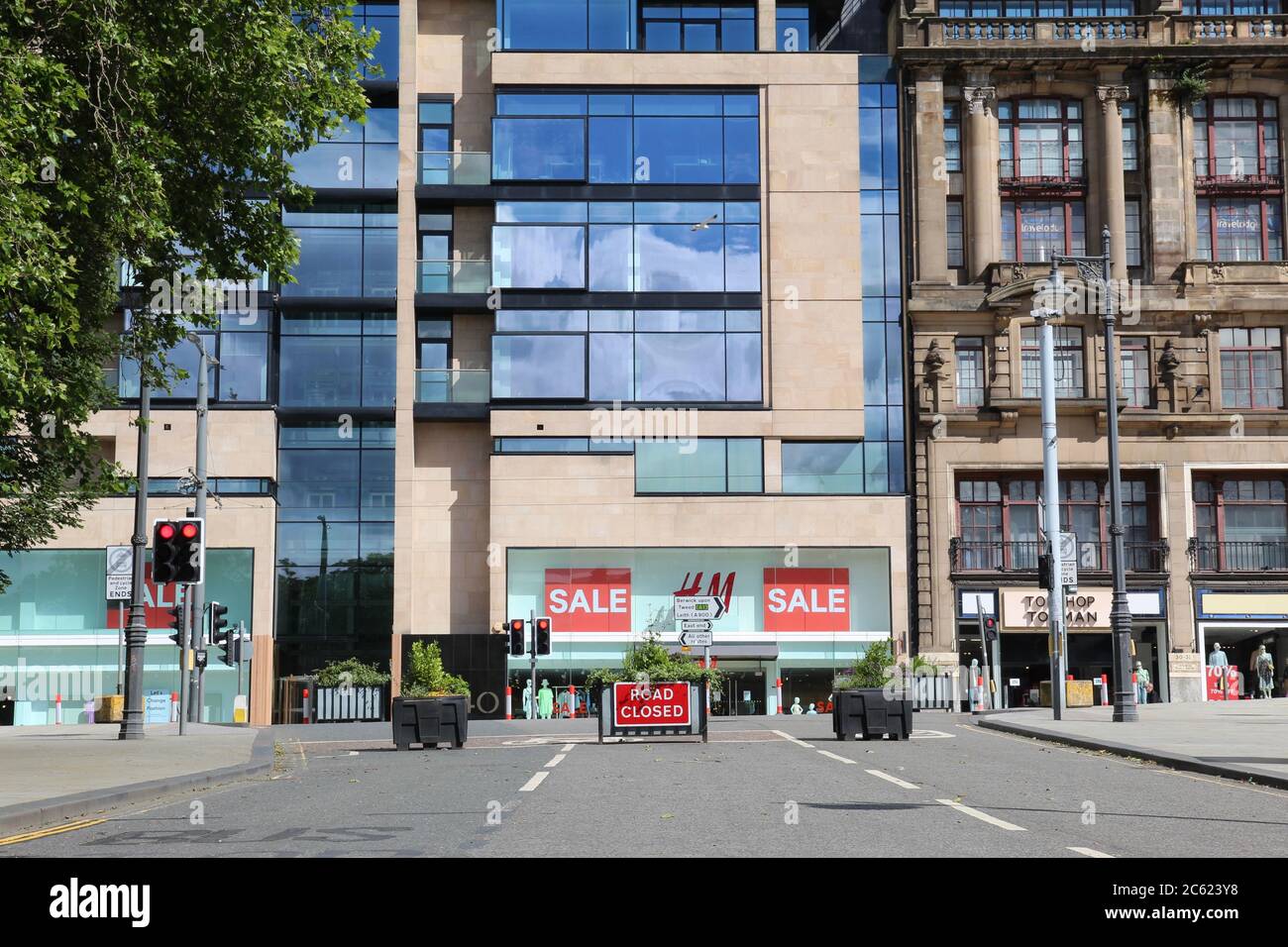 Straßensperrungen auf der Princes Street Stockfoto