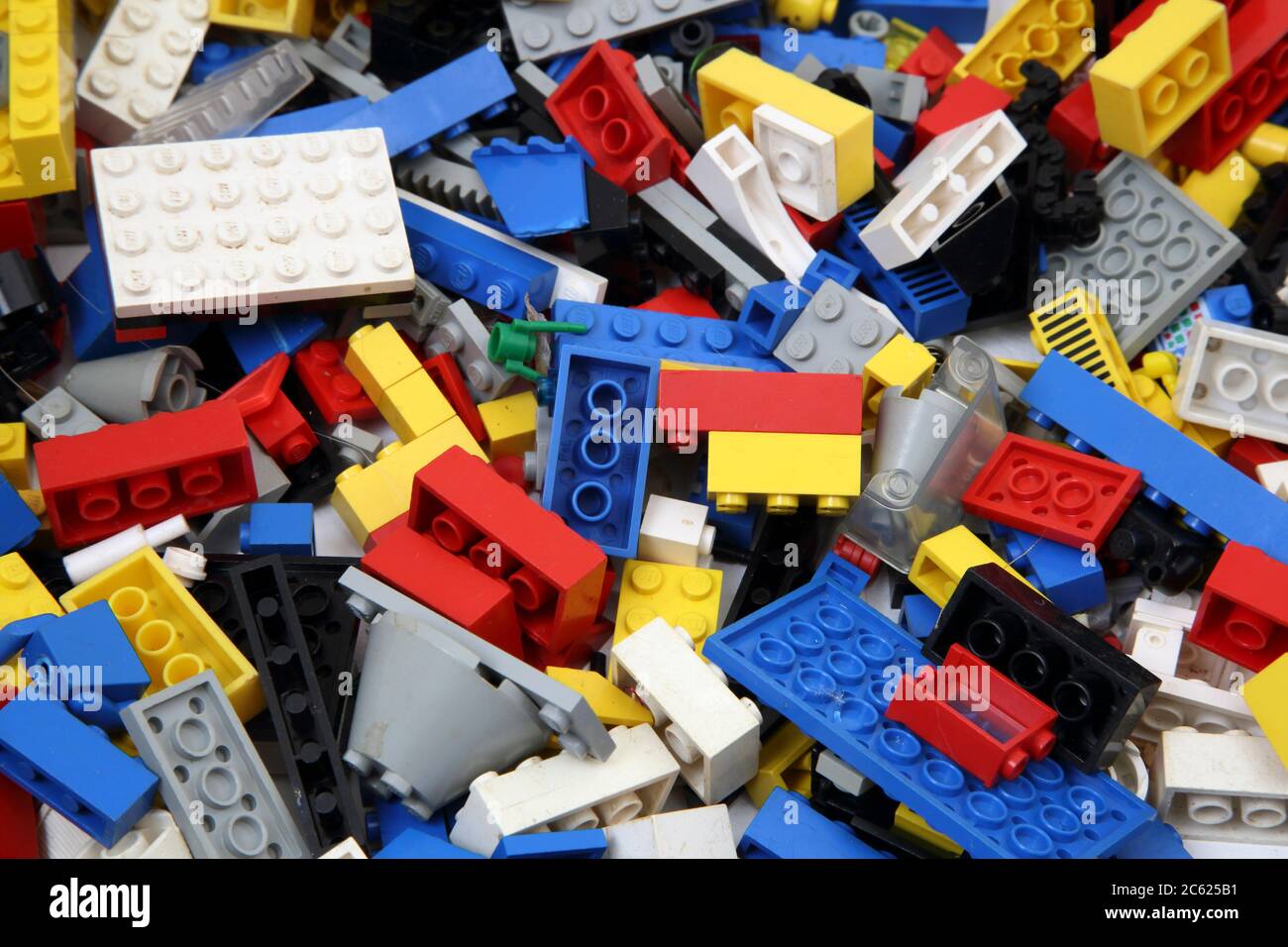 Nahaufnahme eines Stapels Vintage Lego Stockfoto