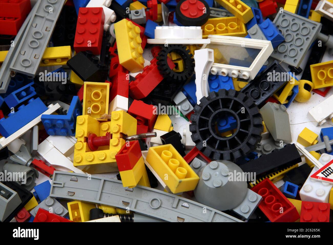 Nahaufnahme eines Stapels Vintage Lego Stockfoto
