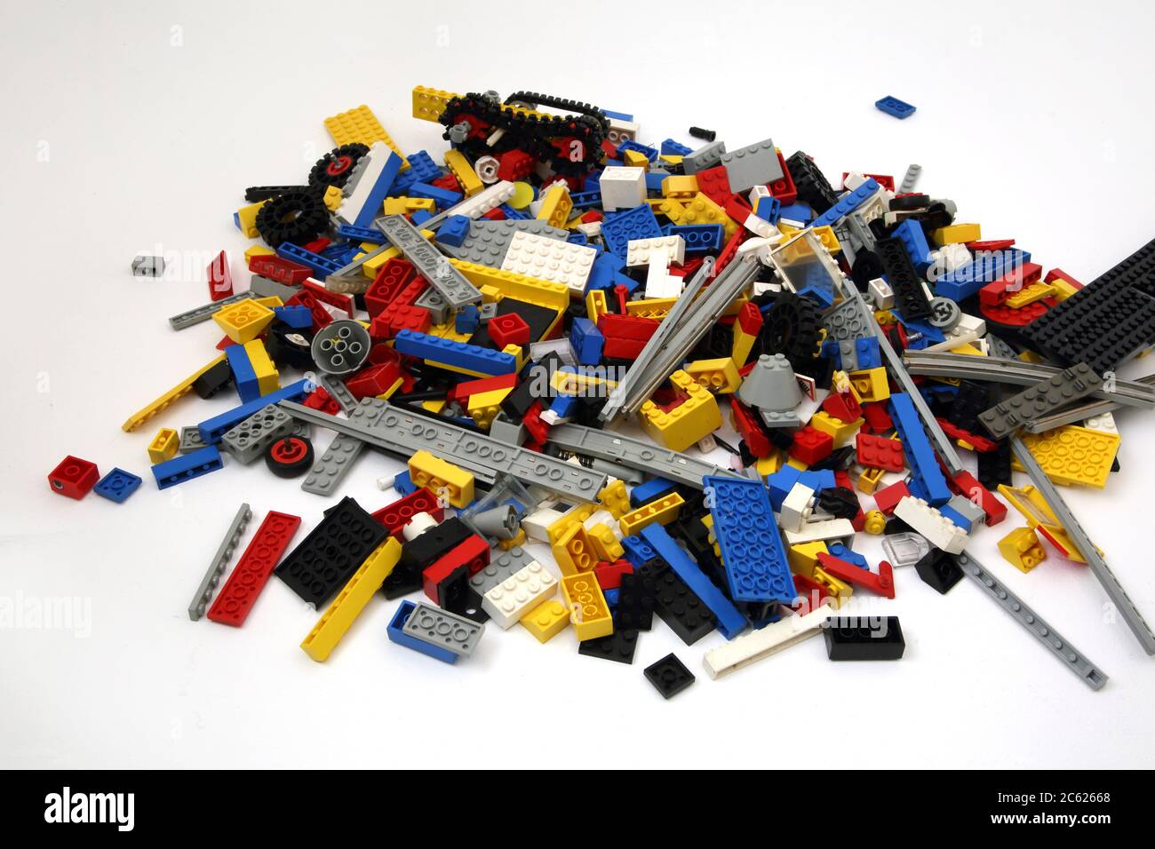 Nahaufnahme eines Stapels Vintage Lego Stockfoto