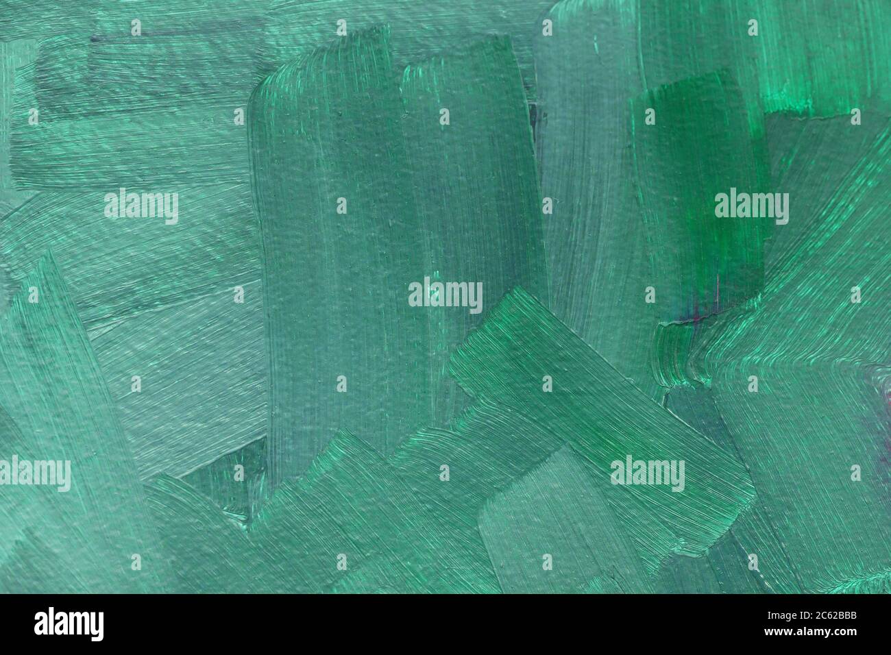 Die Textur der Leinwand, mit Ölfarben beschichtet. Grün und Mint Farben, Kopierbereich. Das Konzept einer kreativen Atmosphäre, künstlerische Veranstaltungen, Bildung, etc. Stockfoto