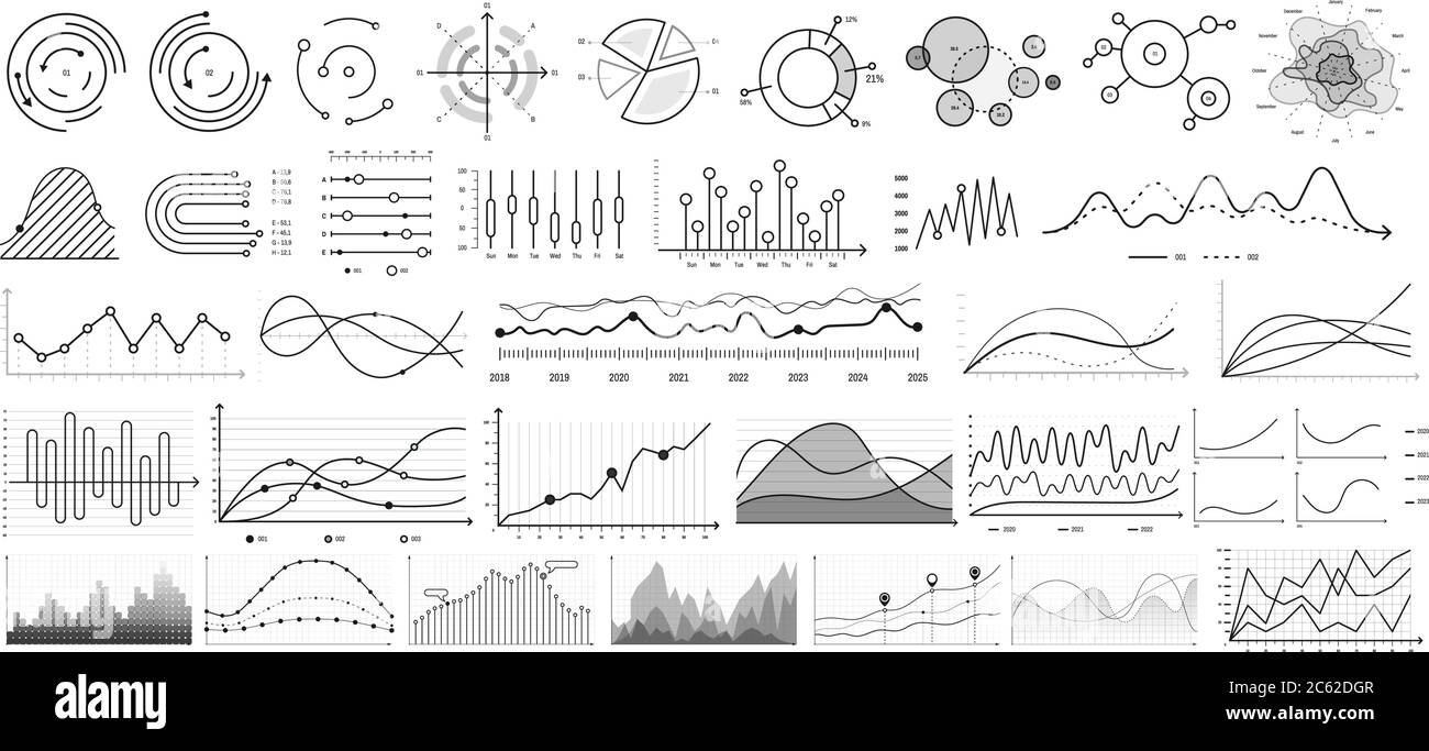 Liniendiagramme. vektorset. Illustration Business Chart und Grafik Stock Vektor