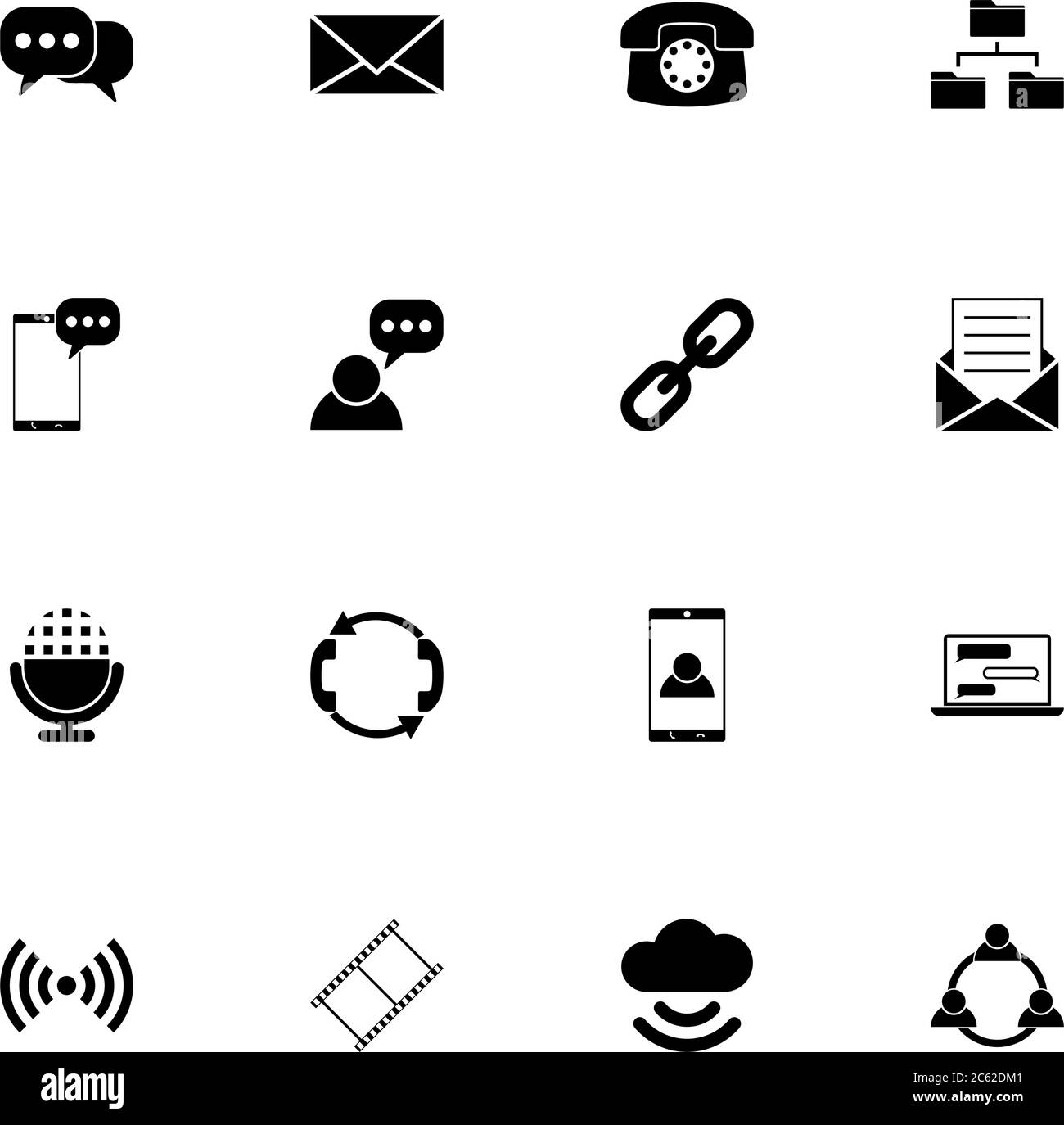 Kommunikationssymbol - auf beliebige Größe erweitern - auf beliebige Farbe ändern. Perfect Flat Vector enthält Symbole wie Mikrofon, Signal, Nachricht, Brief, Telefon Stock Vektor