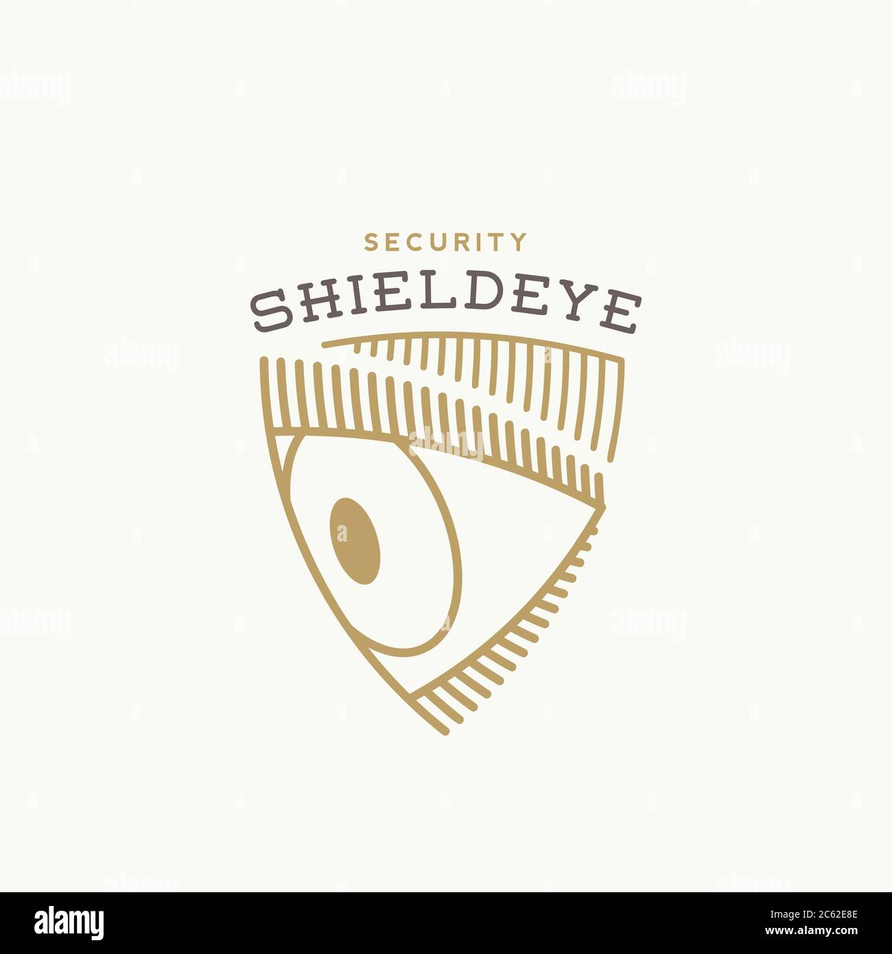 Shield Eye Security Abstraktes Vektorzeichen, Symbol oder Vorlage. Stock Vektor