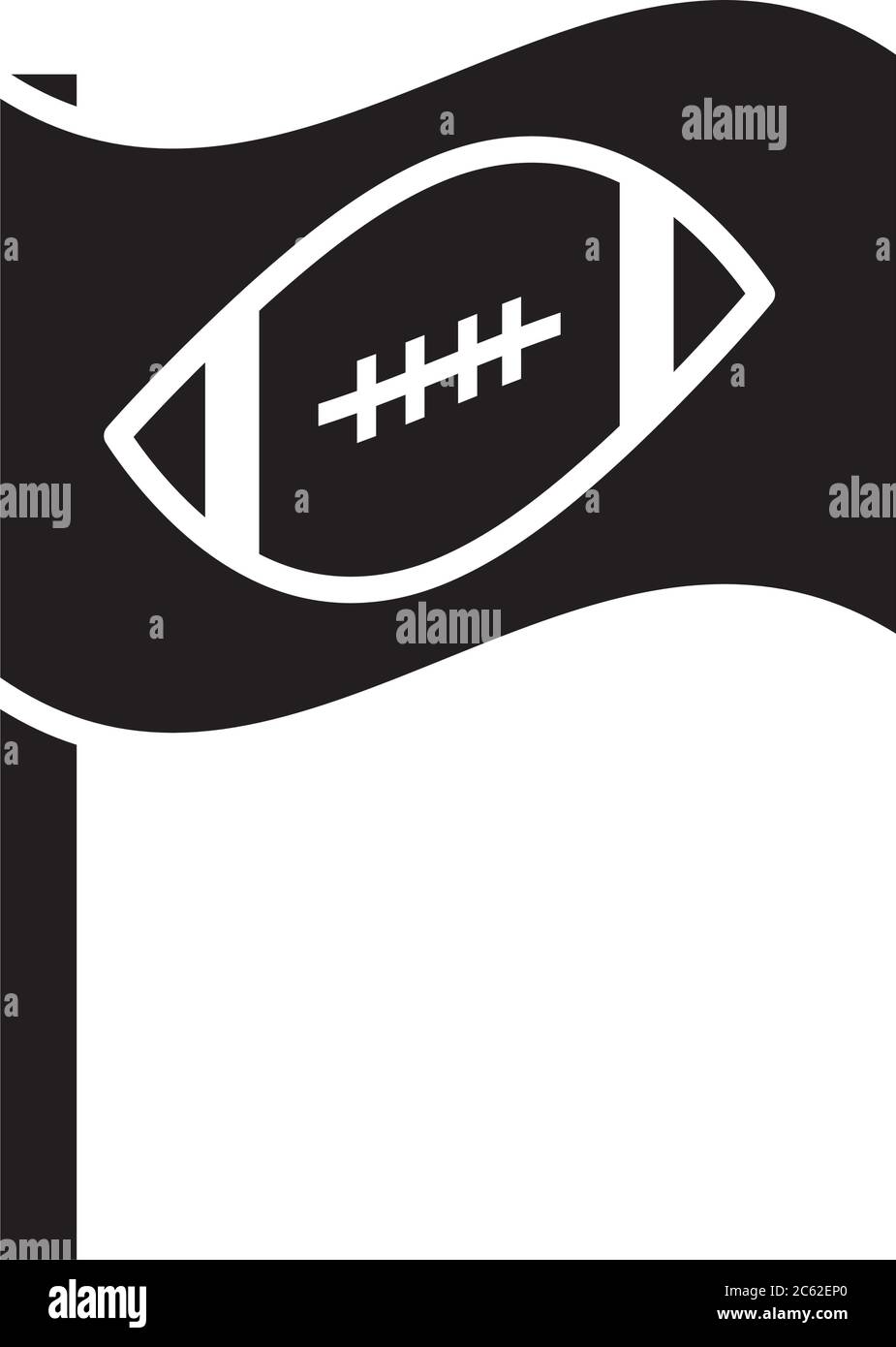 american Football Flagge mit Ball Spiel Sport professionelle und Freizeit Silhouette Design Symbol Vektor Illustration Stock Vektor