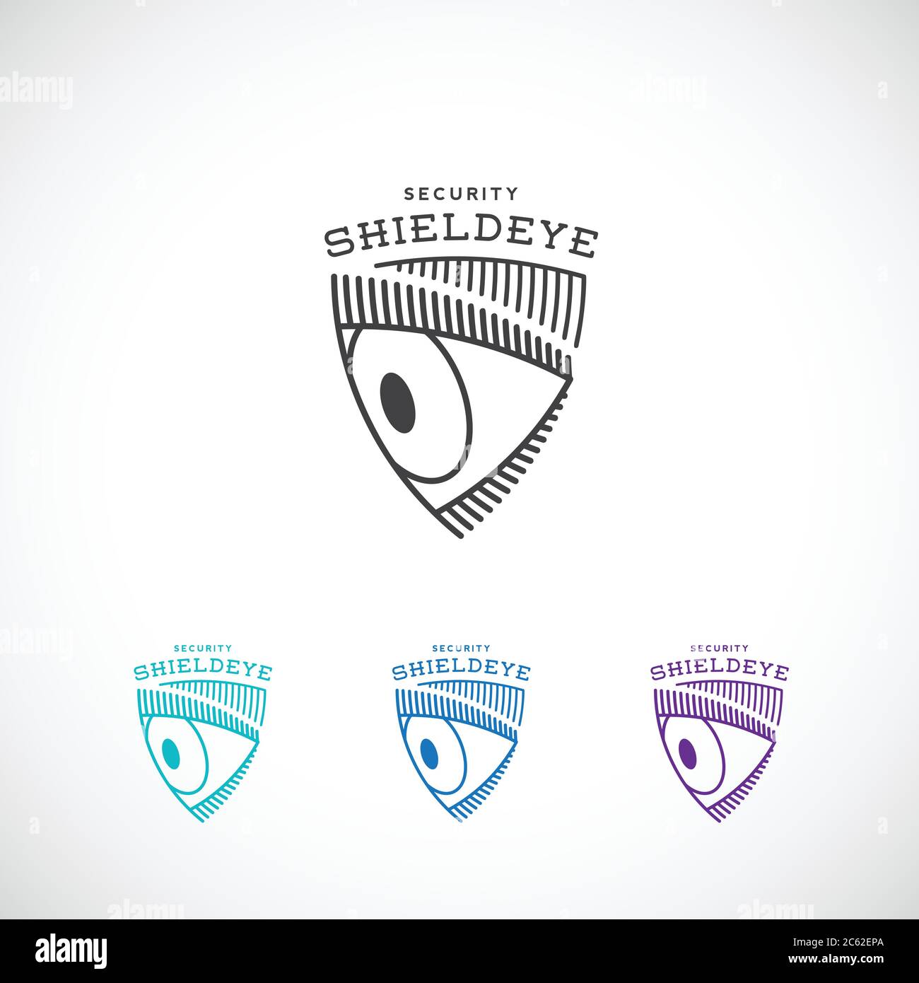 Shield Eye Security Abstraktes Vektorzeichen, Symbol oder Vorlage. Stock Vektor