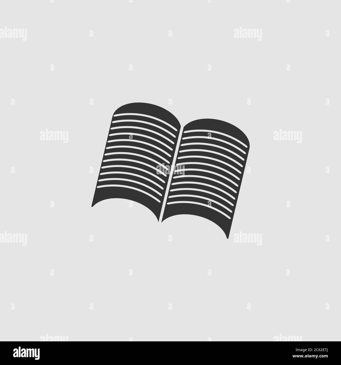 Zeitung öffnen Icon flach. Schwarzes Piktogramm auf grauem Hintergrund. Vektorgrafik Symbol Stock Vektor