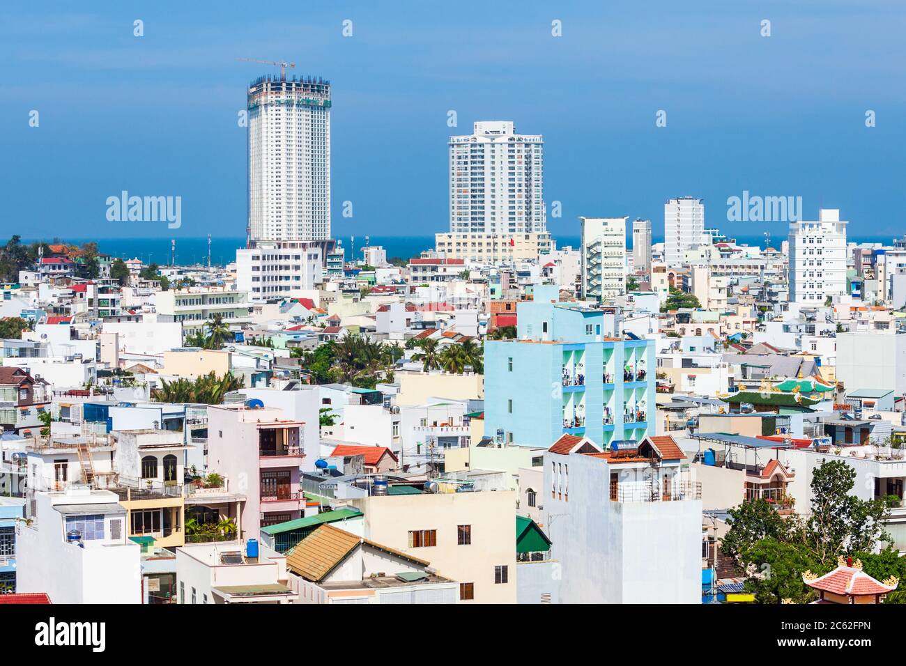 Stadt Nha Trang Antenne Panoramablick im Süden Vietnams Stockfoto