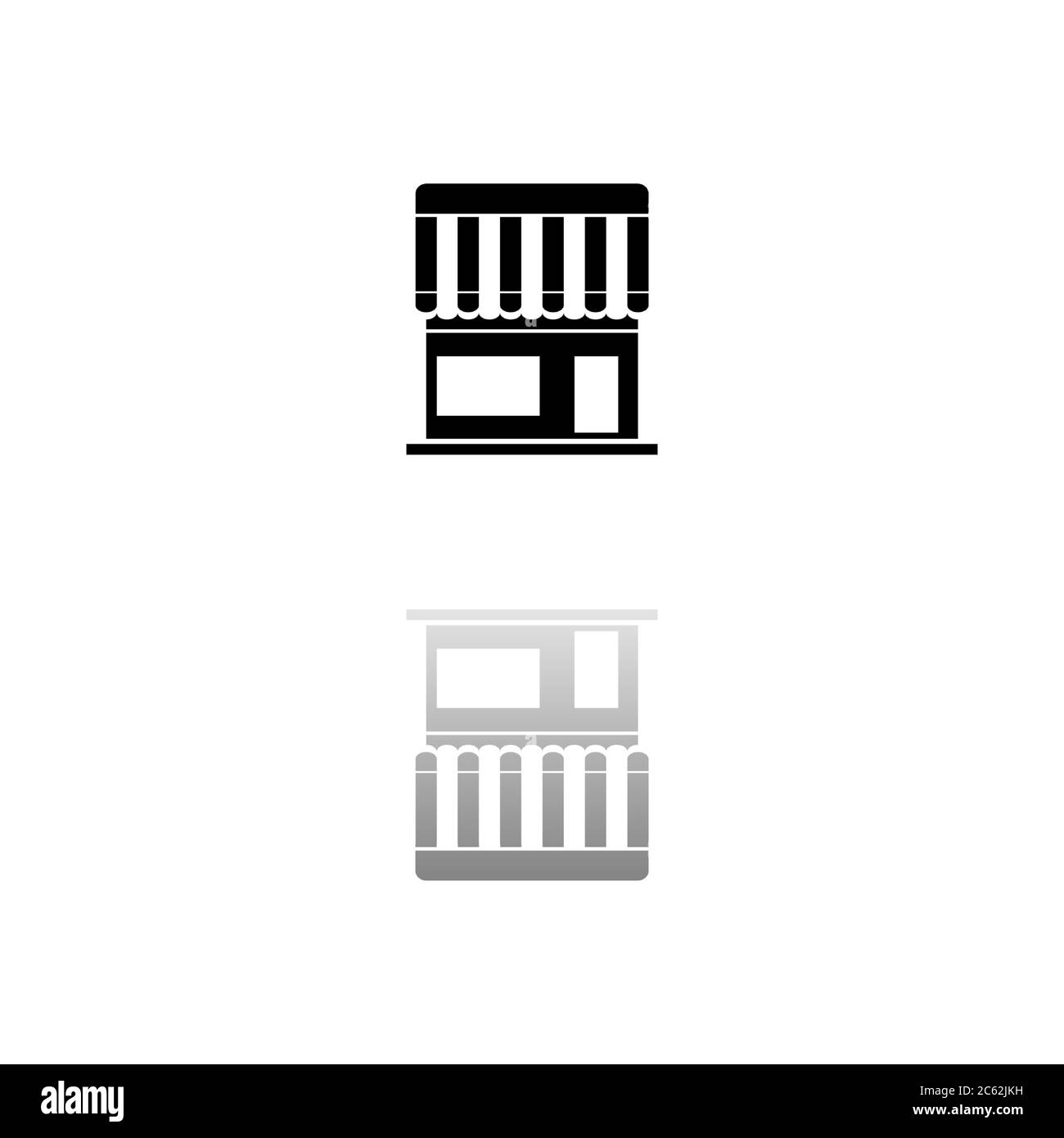 Café. Schwarzes Symbol auf weißem Hintergrund. Einfache Illustration. Symbol Für Flachen Vektor. Spiegelungsschatten. Kann in Logo, Web, Mobile und UI UX PR verwendet werden Stock Vektor