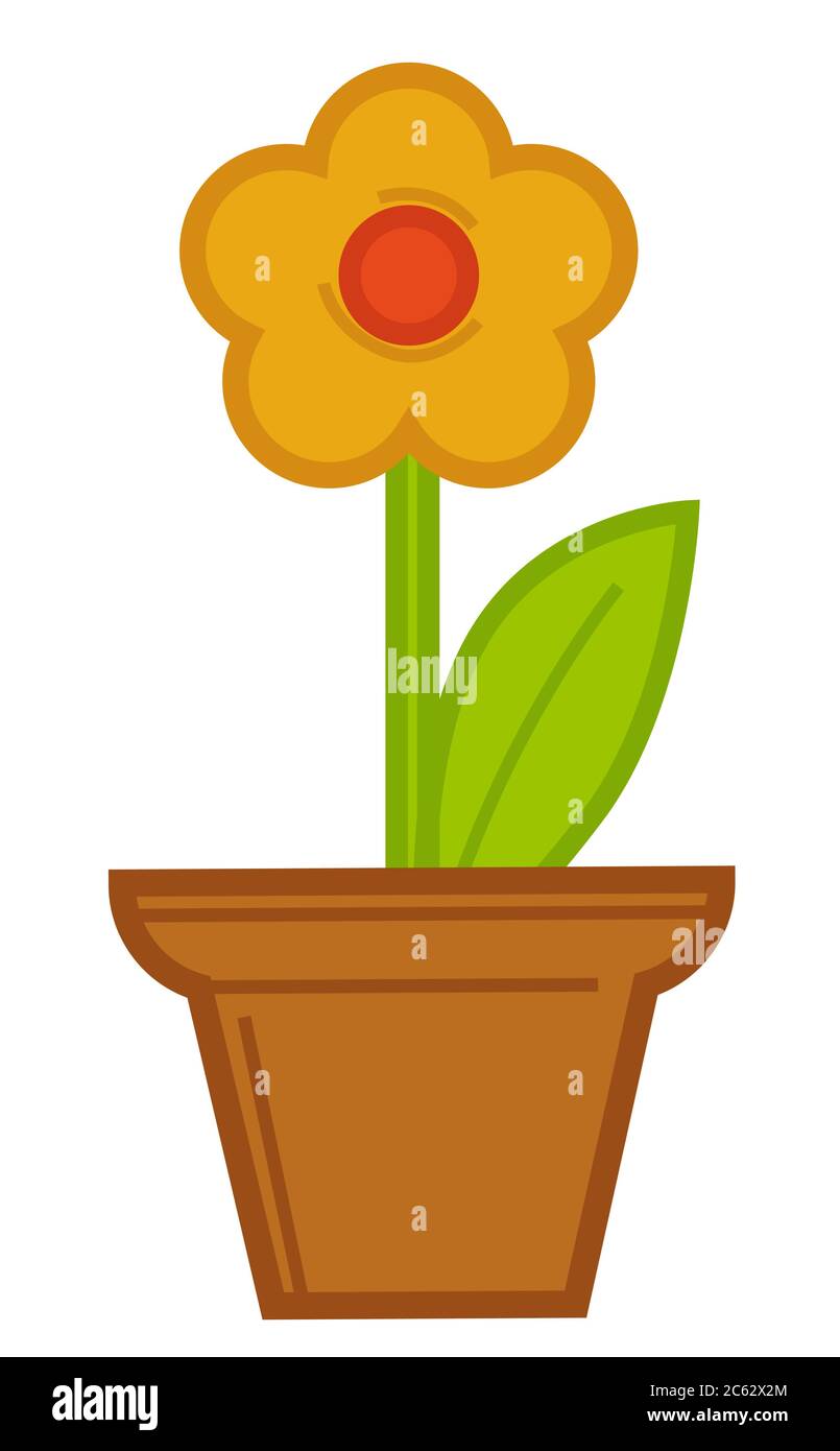 Blume wächst im Topf, blüht von Topfblume Stock-Vektorgrafik