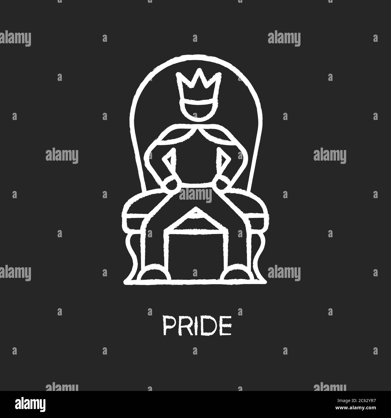 Pride Kreide weißes Symbol auf schwarzem Hintergrund Stock Vektor