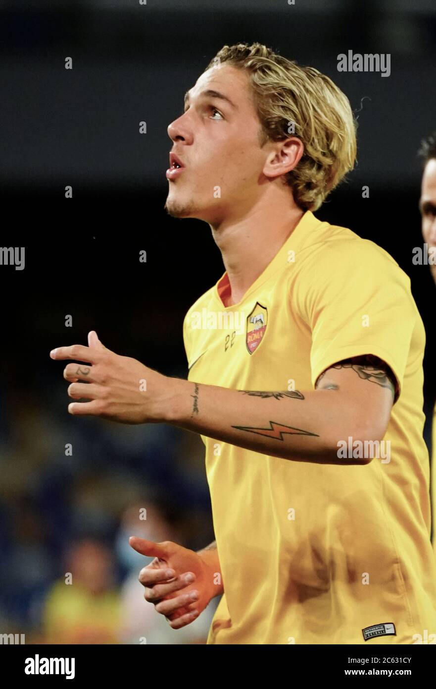 Nicolò Zaniolo von Roma Training vor Spiel Serie A Tim zwischen SSC Napoli und AS Roma am 05 2020. Juli in Neapel (Italien) im San Paolo Stadion Foto L Stockfoto