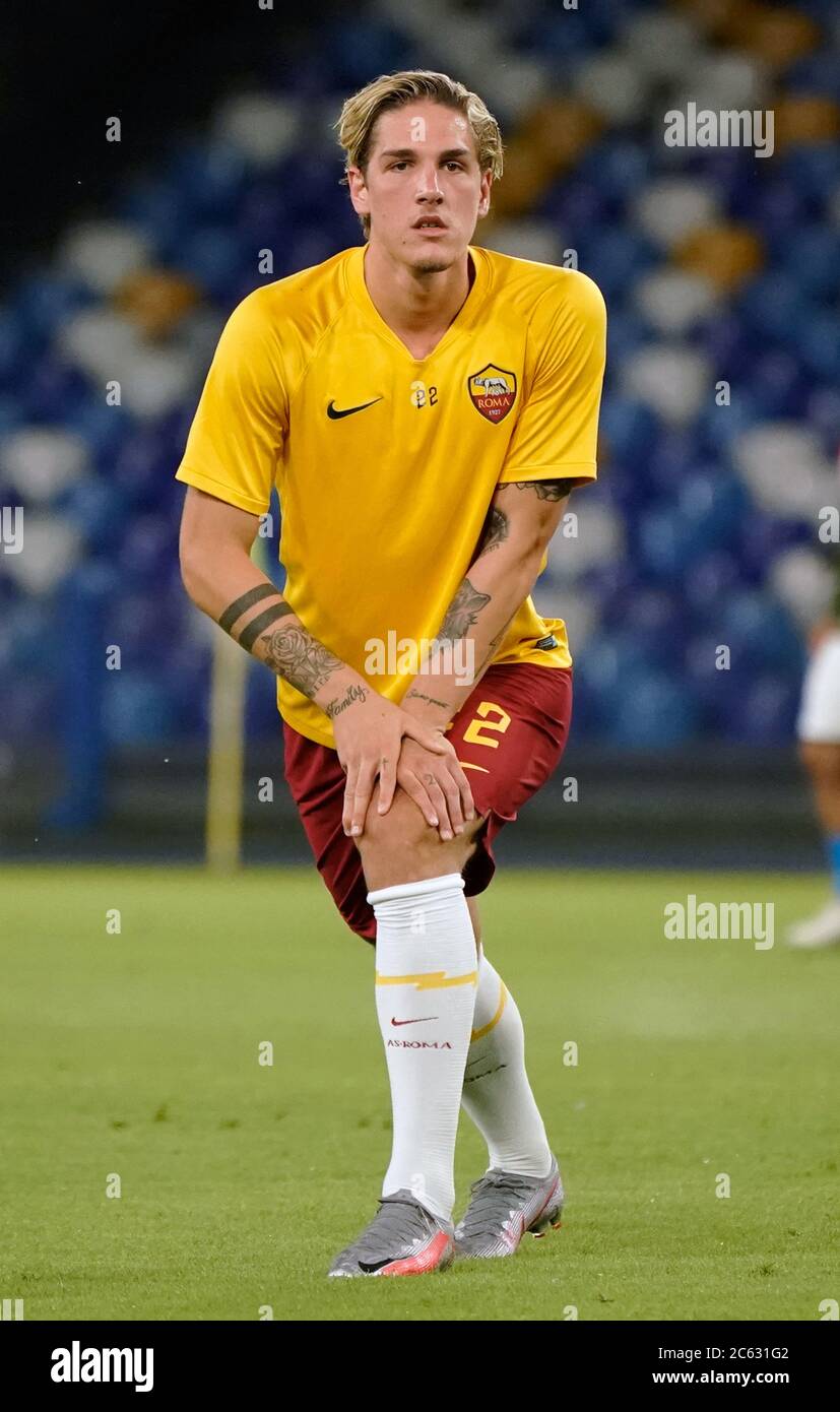 Nicolò Zaniolo von Roma Training vor Spiel Serie A Tim zwischen SSC Napoli und AS Roma am 05 2020. Juli in Neapel (Italien) im San Paolo Stadion Foto L Stockfoto