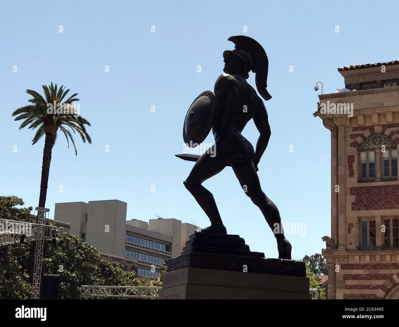 Tommy die Trojanische Statue auf dem USC Campus in Downtown Los Angeles, CA Stockfoto