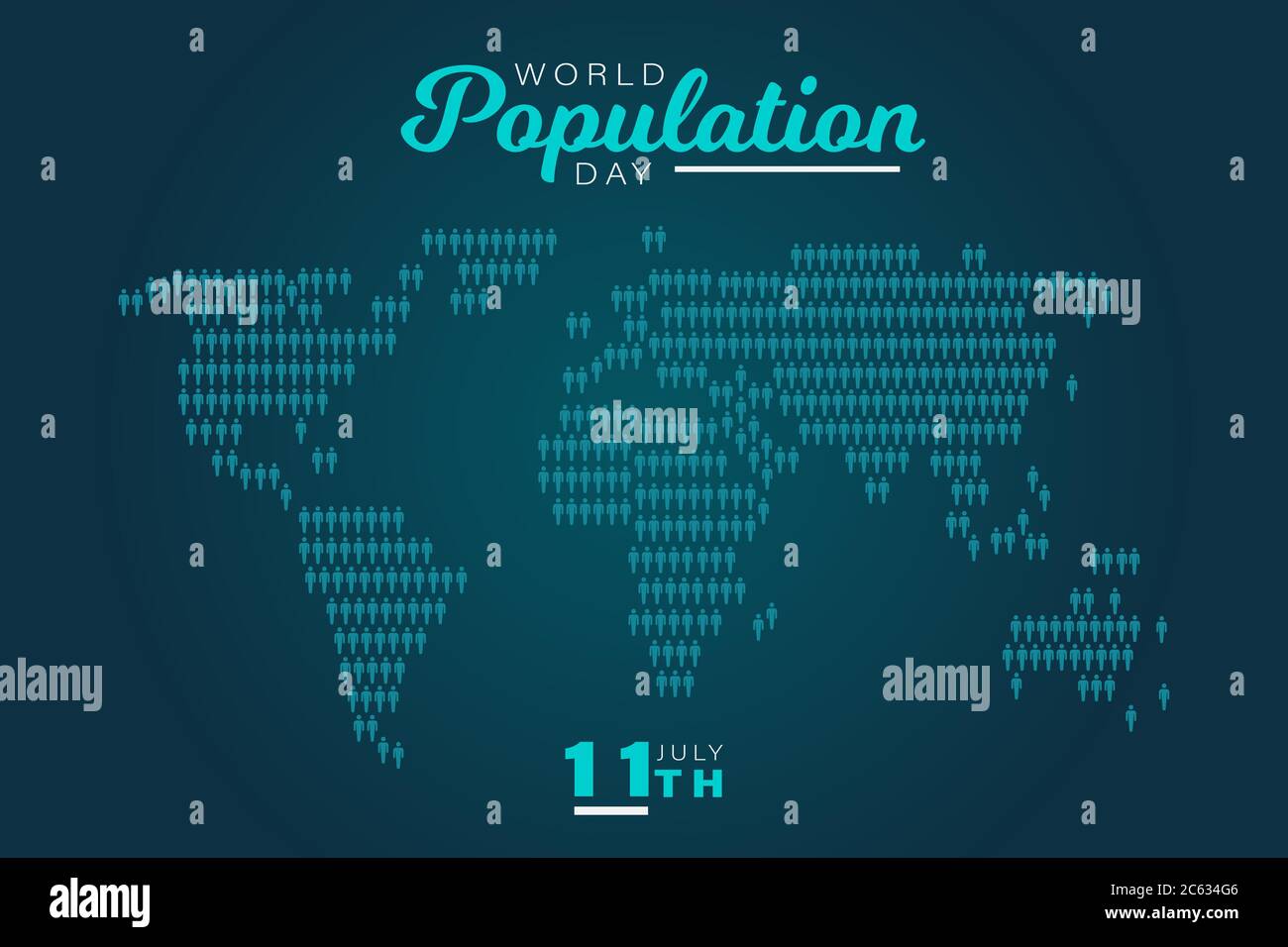 Weltbevölkerungstag, blauer Kartenhintergrund, Poster für Web, Vektordarstellung Stock Vektor