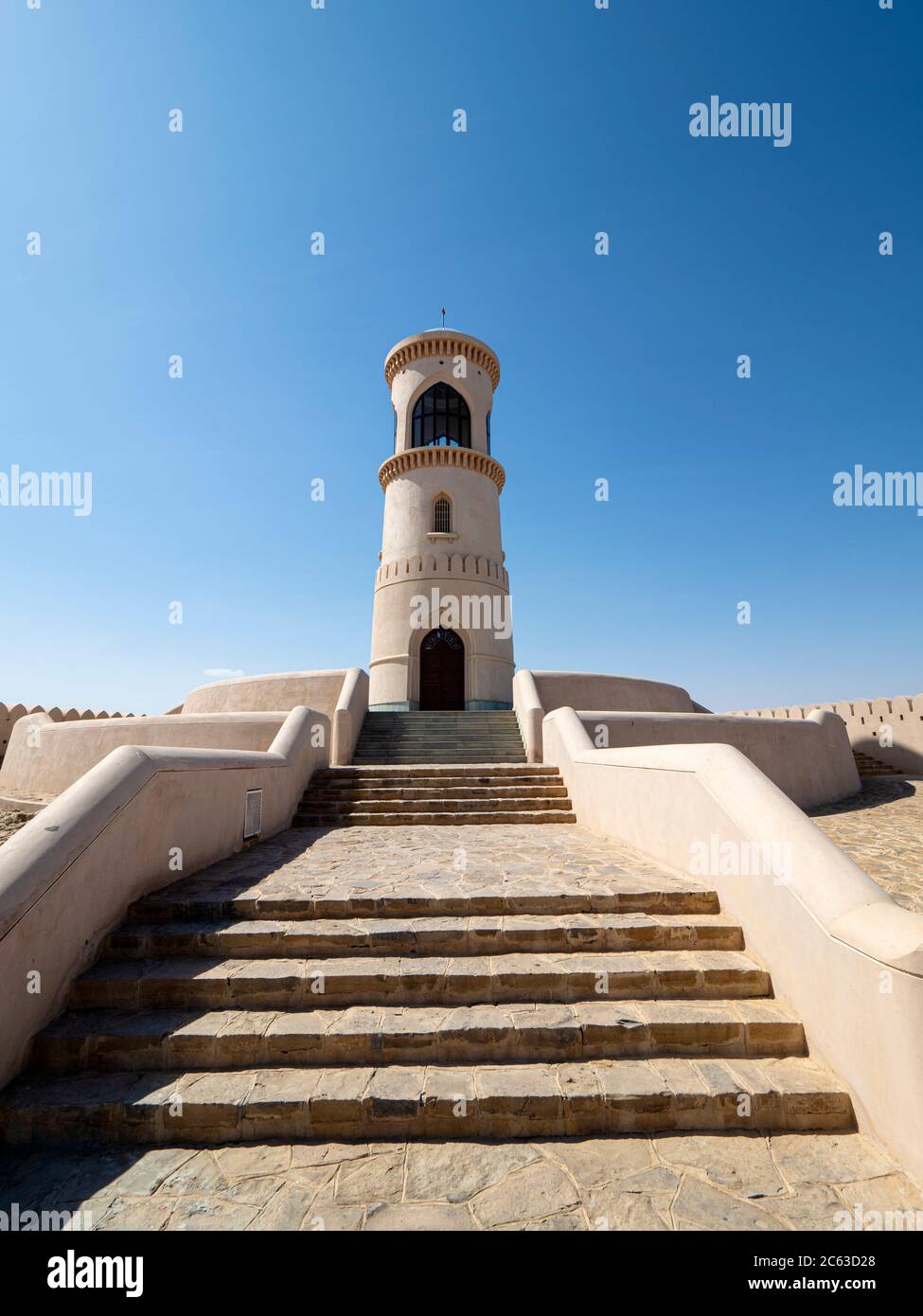 Leuchtturm in der Hafenstadt Sur, Sultanat Oman. Stockfoto