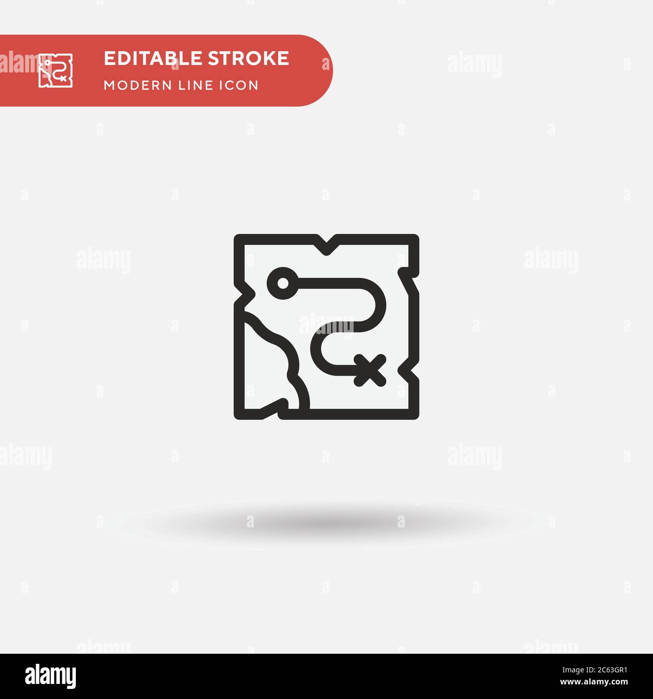 Schatzkarte einfaches Vektor-Symbol. Illustration Symbol Design Vorlage für Web mobile UI Element. Perfekte Farbe modernes Piktogramm auf bearbeitbaren Strich. Tre Stock Vektor