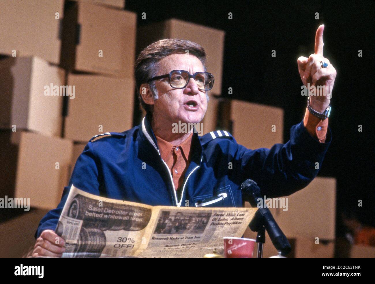 Steve Allen bei Comic Relief um 1986 Stockfoto