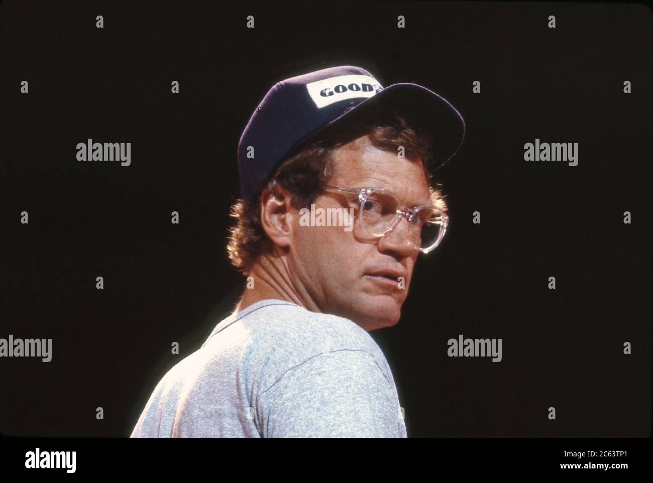 David Letterman bei der Comic Relief Probe, 1986 Stockfoto