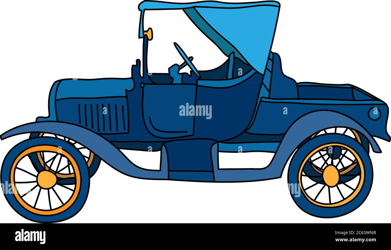 Oldtimer-Zeichnung. Einfaches Vektordesign, einfach zu bearbeiten. Automobil isoliert auf weiß Stock Vektor