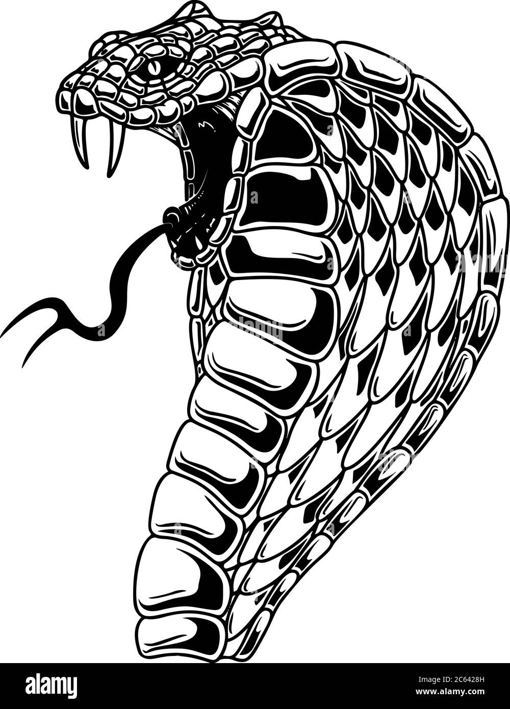 Illustration der Kobra Schlange. Gestaltungselement für Poster, Karte, Banner, Flyer. Vektorgrafik Stock Vektor