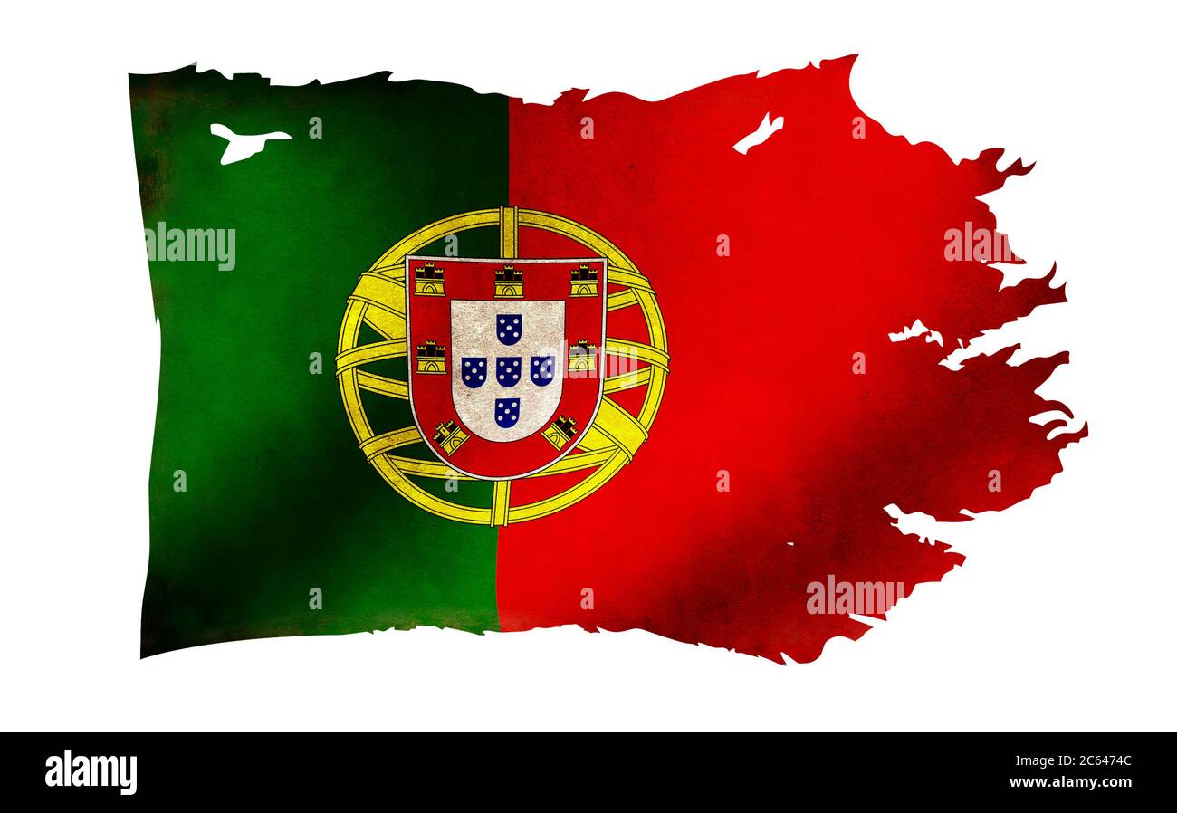 Abbildung der schmutzigen und zerrissenen Landesflagge / Portugal Stockfoto