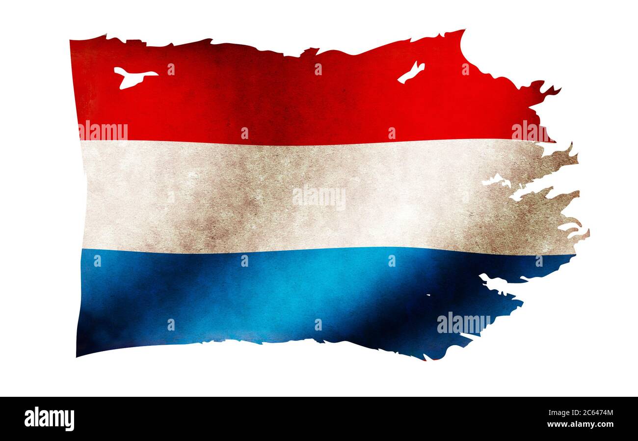 Abbildung der schmutzigen und zerrissenen Landesflagge / Niederlande Stockfoto