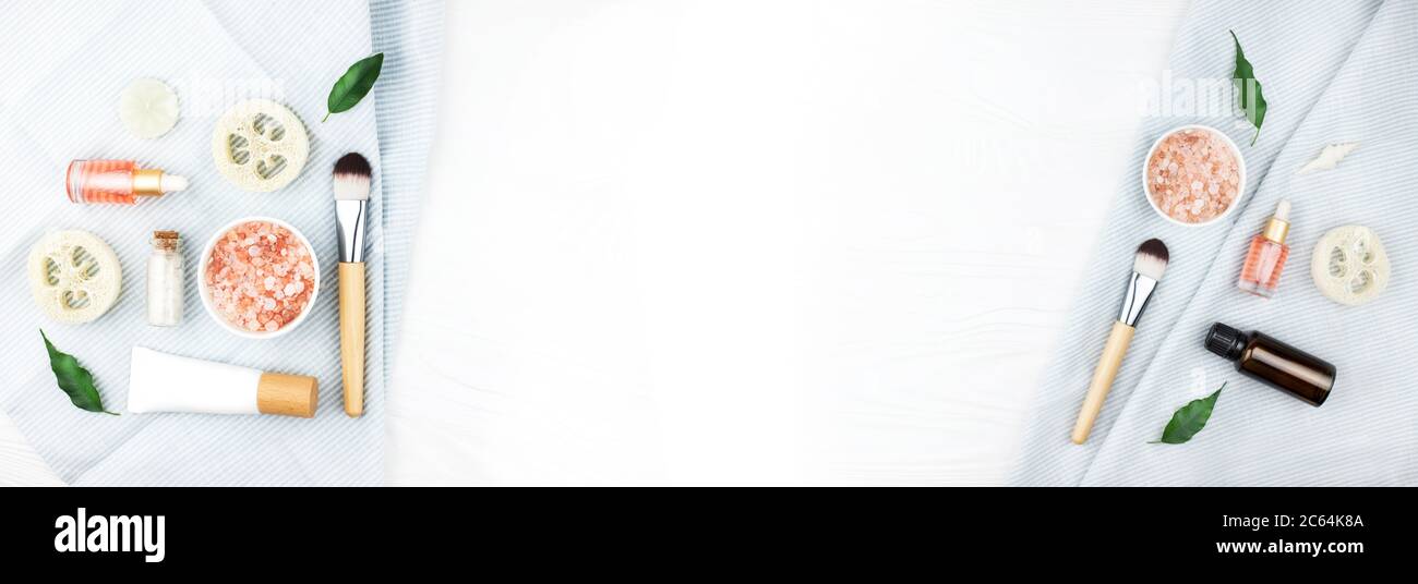Banner aus Set von hausgemachten Kosmetika. Stockfoto