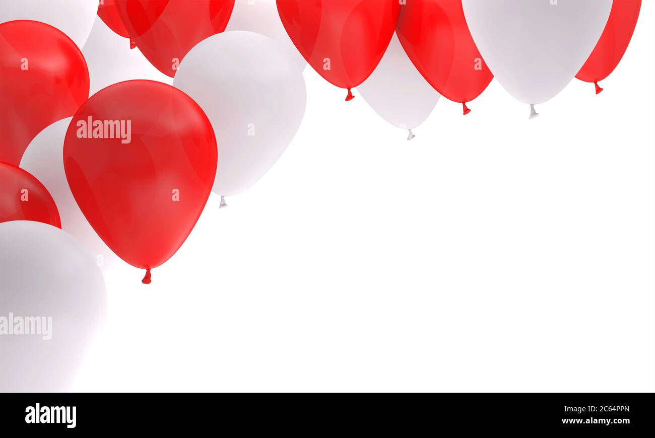 Ballon rot weiß Geburtstag Hintergrund Party 3D Stockfoto