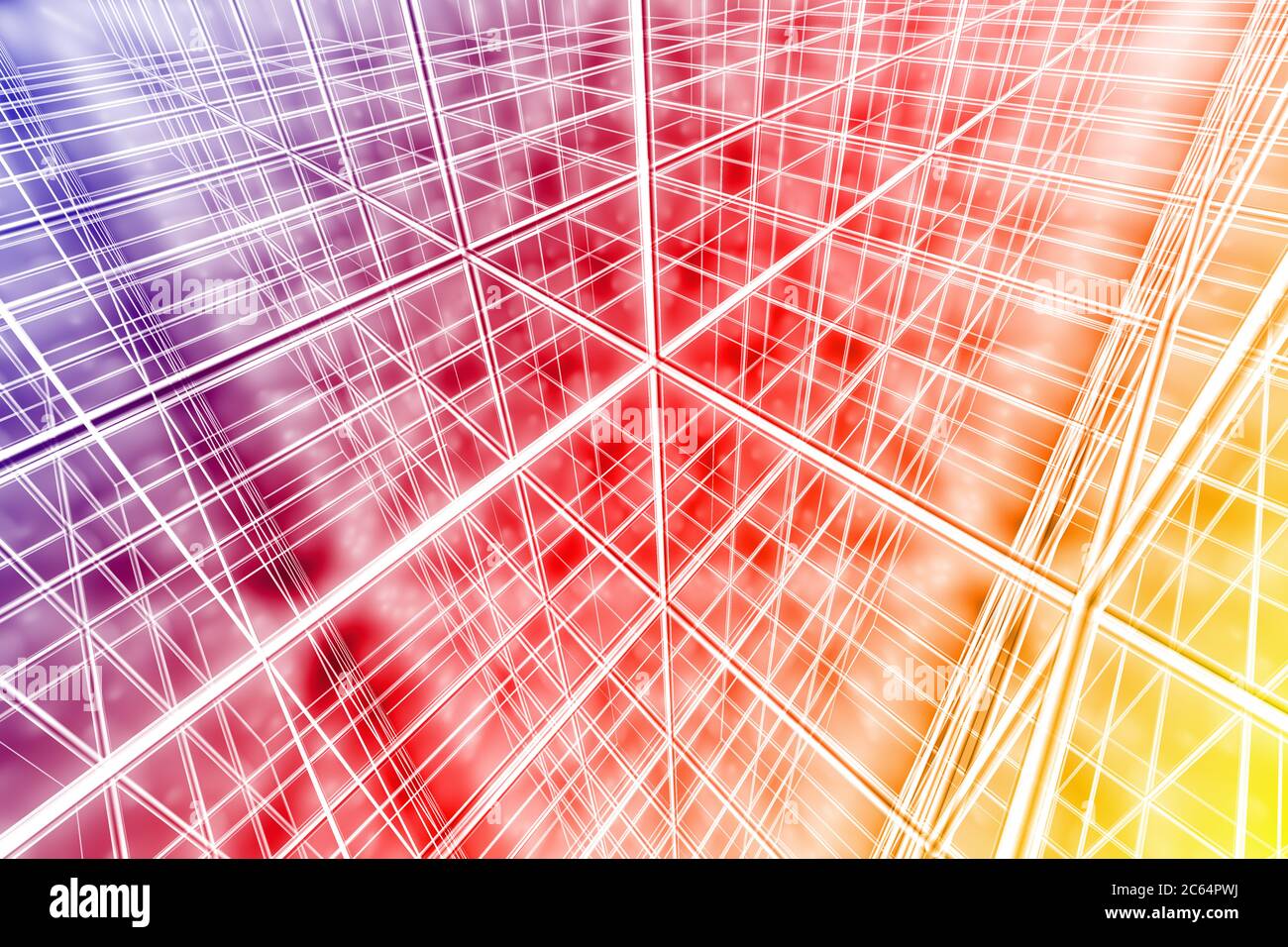tesseract Hintergrund abstrakt Netzwerk Cyber Web multicolor 3D Stockfoto