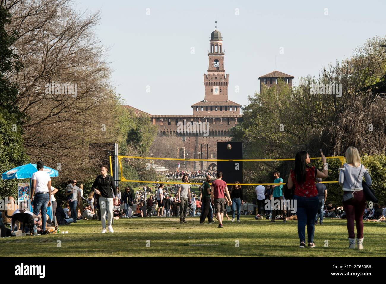Italien, Lombardei, Mailand, Parco Sempione und Castello Sforzesco Stockfoto