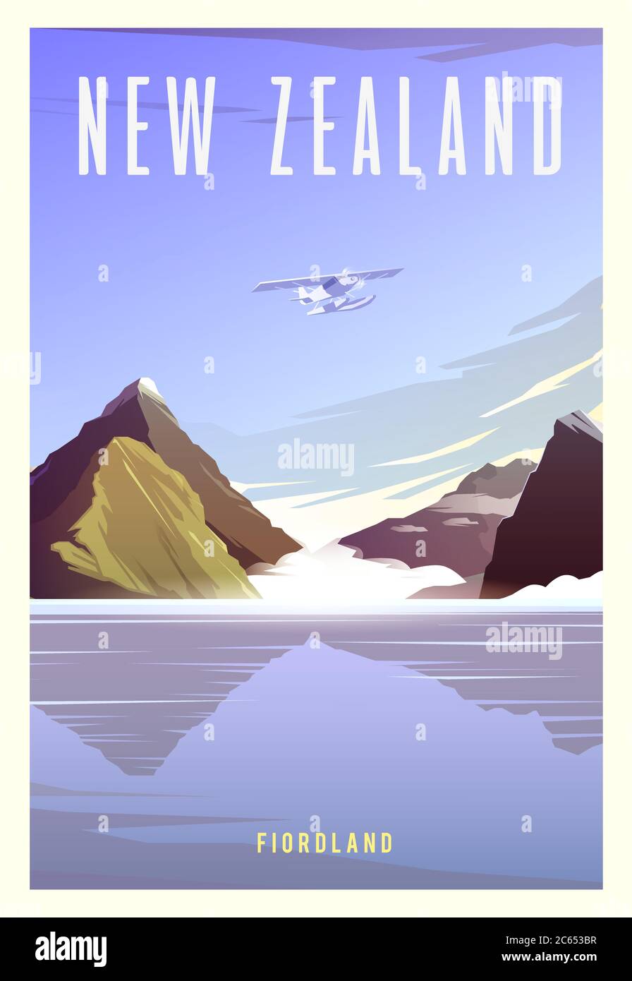 Nationalpark Fiordland. Stock Vektor