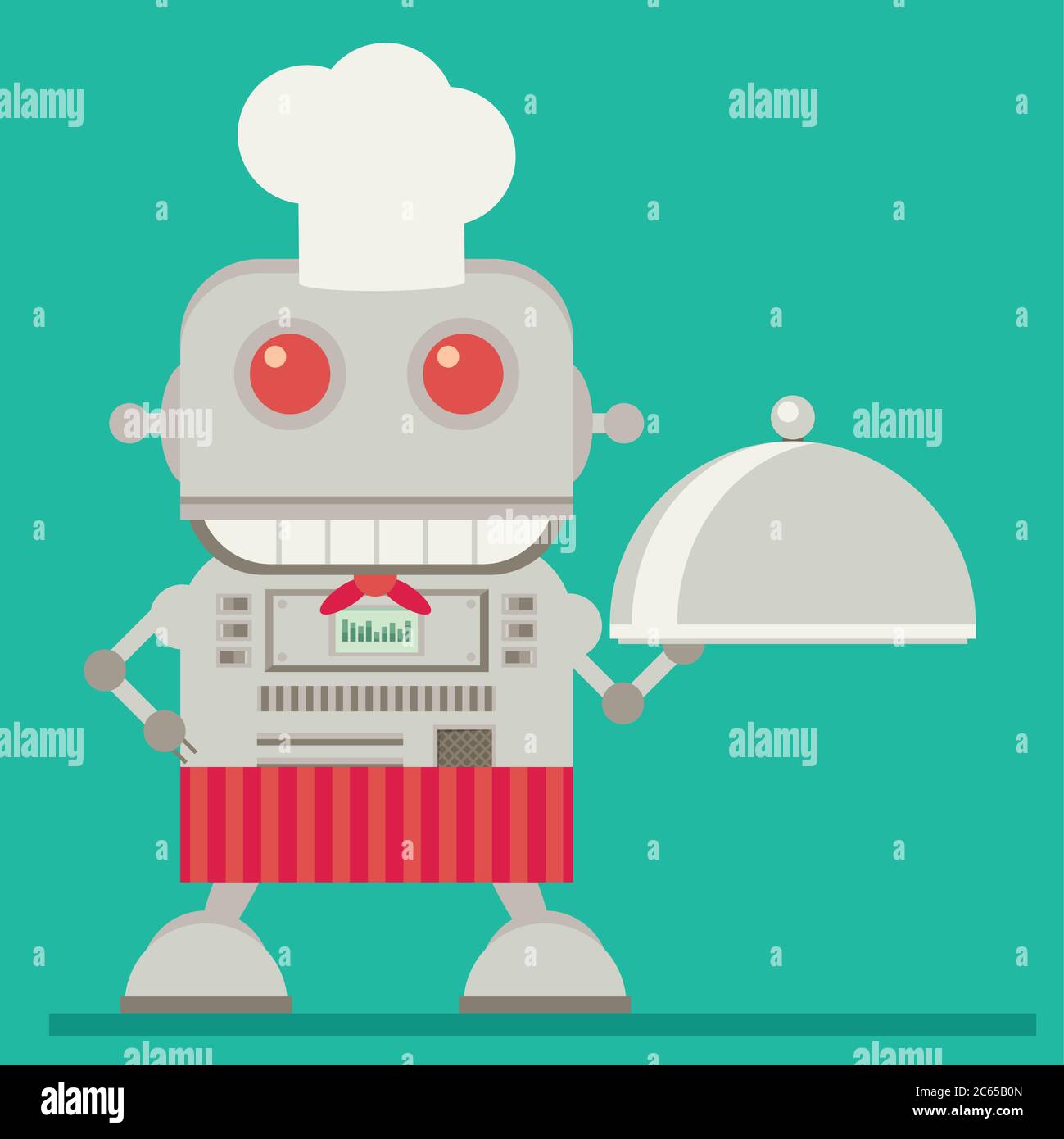 Roboterkoch. Flache Vektorgrafik Stock Vektor