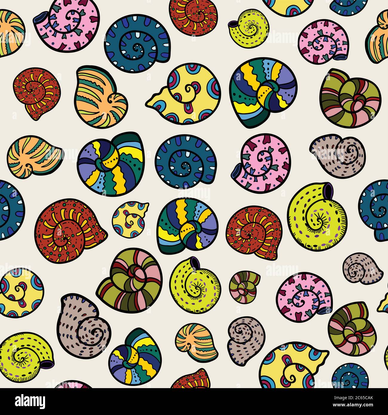 Nahtloses Muster mit lustigen Cartoon Schnecke Elemente. Stock Vektor