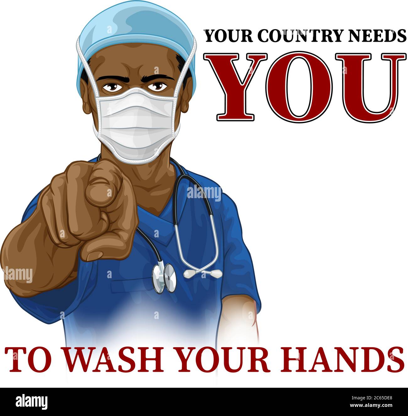 Doktor Krankenschwester Braucht Sie Waschen Hände Zeigen Poster Stock Vektor