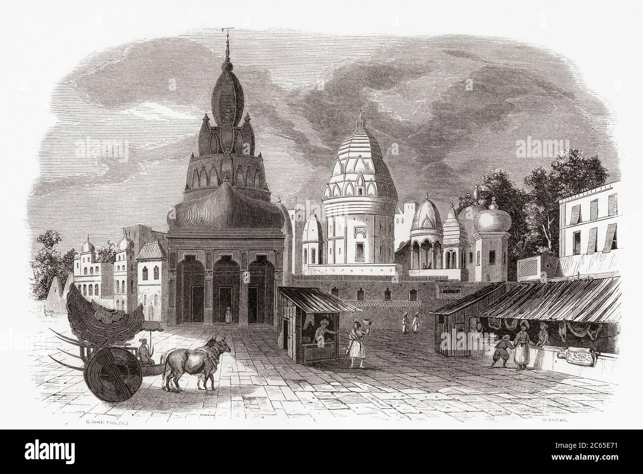 Pagode, Varanasi, aka Benares, Banaras oder Kashi, Uttar Pradesh, Indien, hier im 19. Jahrhundert gesehen. Aus Monuments de Tous les Peuples, veröffentlicht 1843. Stockfoto