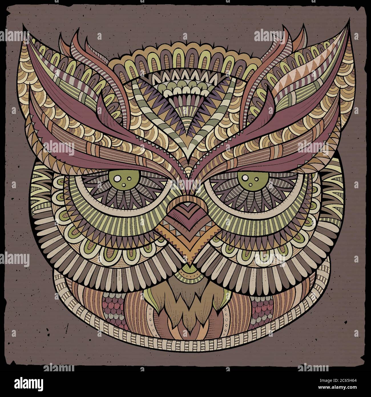 Dekorativer Eulenkopf. Vektorgrafik Stock Vektor