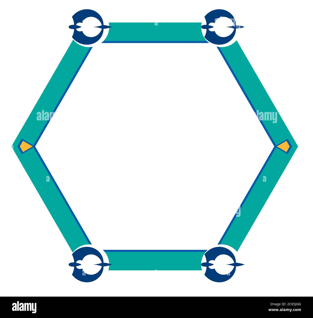 Rahmenelemente aus 2D-Software isoliert auf Weiß Stockfoto