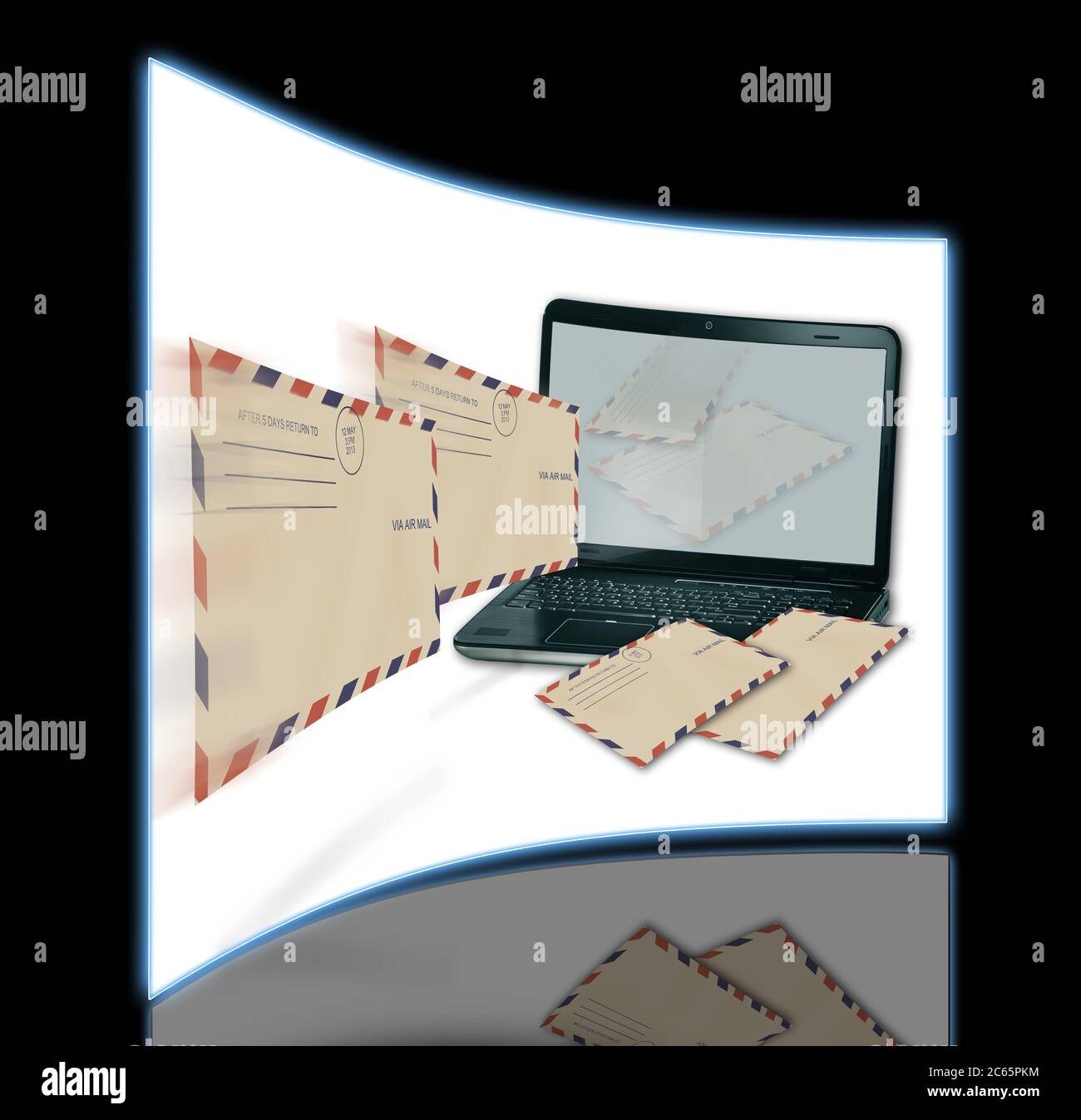 Computer erhalten eingehende e-Mails gemacht in 3d software Stockfoto