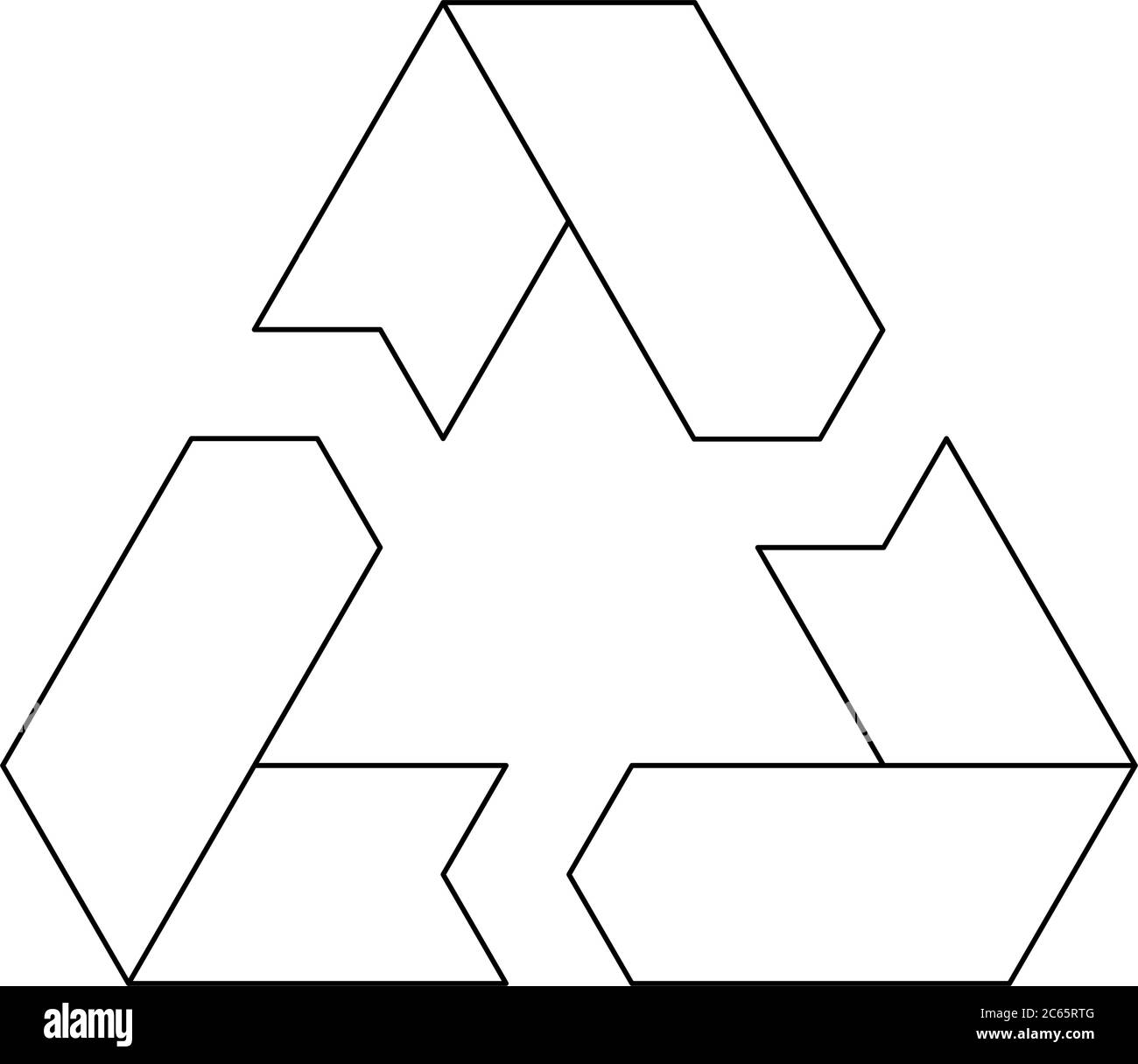 Recycling-Symbol. Umwelt- oder ökologisches Symbol. Einfaches flaches Vektorsymbol. Weißes Schild mit schwarzer Umrandung. Stock Vektor