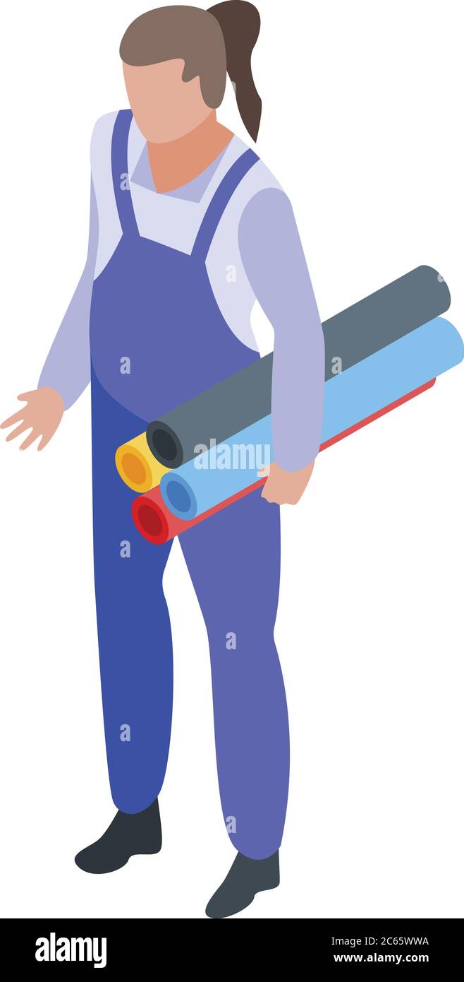 Textile Produktion Arbeiter Ikone, isometrischen Stil Stock Vektor