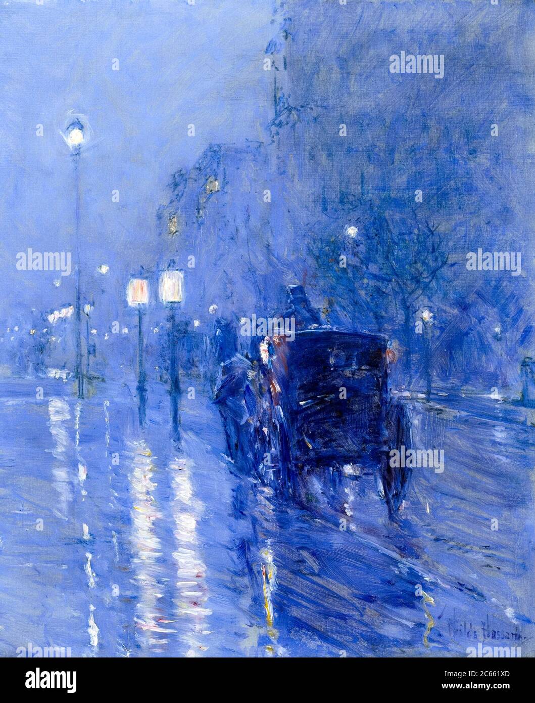 Childe Hassam, Landschaftsmalerei, Rainy Midnight, 1895-1899 Stockfoto