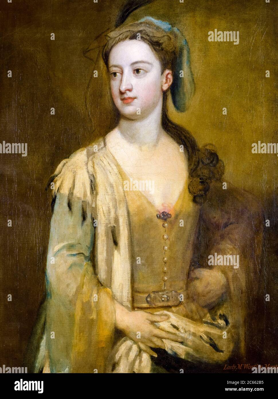 Lady Mary Wortley Montagu (1689-1762), englische Aristokratin, Schriftstellerin und Dichterin, Porträtmalerei von Sir Godfrey Kneller, 1715-1720 Stockfoto