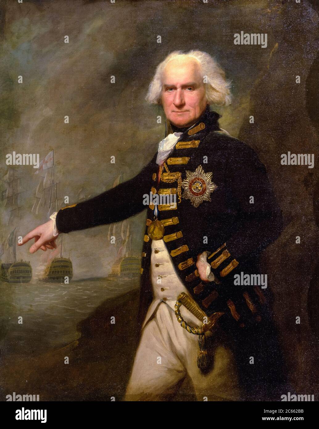 Admiral Alexander Hood, 1. Viscount Bridport (1726-1814), britischer Offizier der Royal Navy, Porträtmalerei von Lemuel Francis Abbott, um 1795 Stockfoto