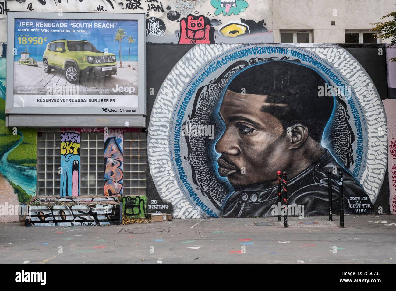 Street Art und Graffiti in Paris, Frankreich Stockfoto