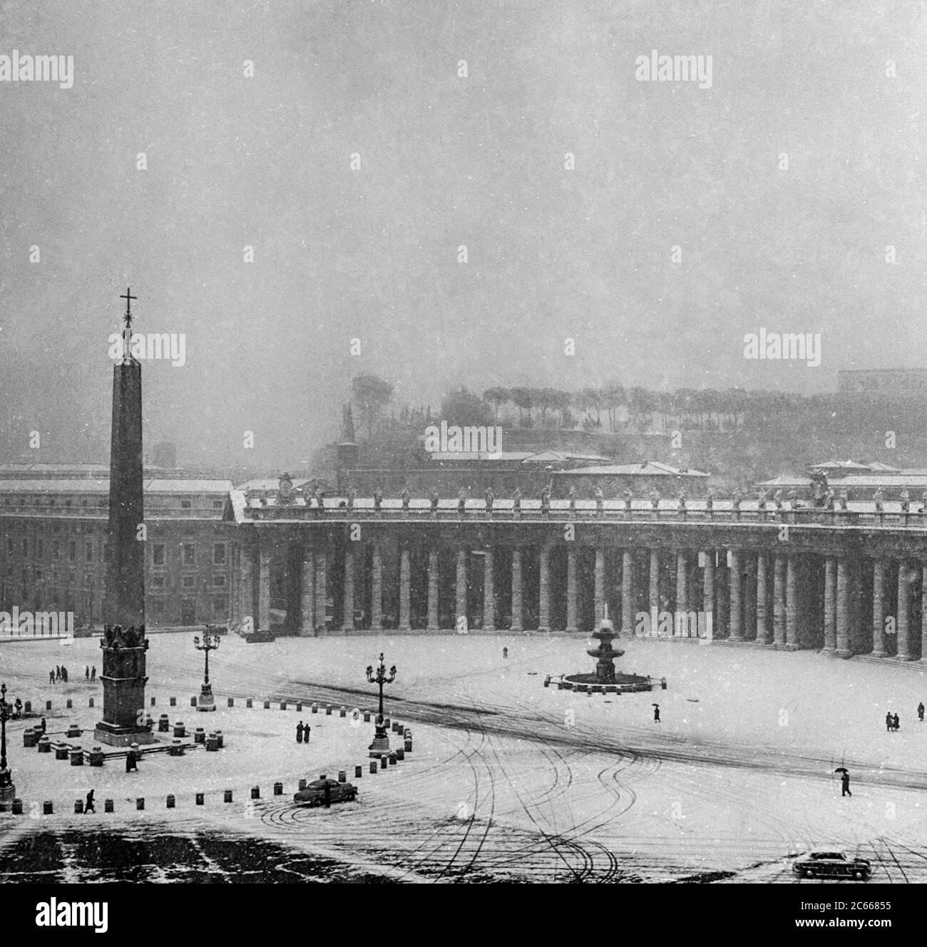 Vatikanstadt der Schneefall vom 2. Februar 1956 im Vatikan während des Pontifikats von Pius XII Stockfoto