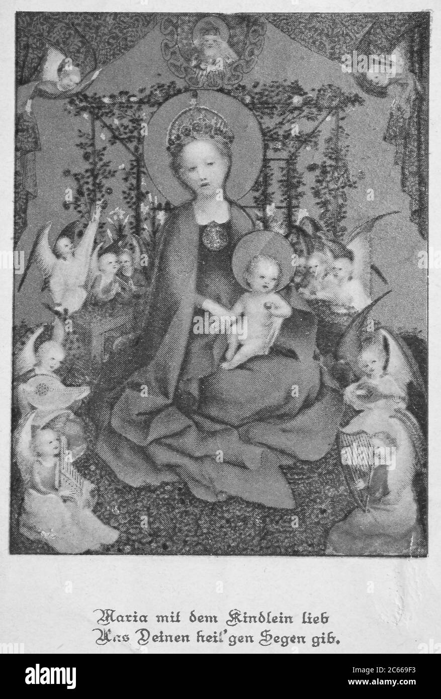 Maria mit dem Jesuskind, Kommunionbild / Maria mit dem Kind Jesus, Kommunionsbild, Historisch, historisch, digital verbesserte Reproduktion eines Originals aus dem 19. Jahrhundert / digitale Produktion einer Originalvorlage aus dem 19. Jahrhundert Stockfoto