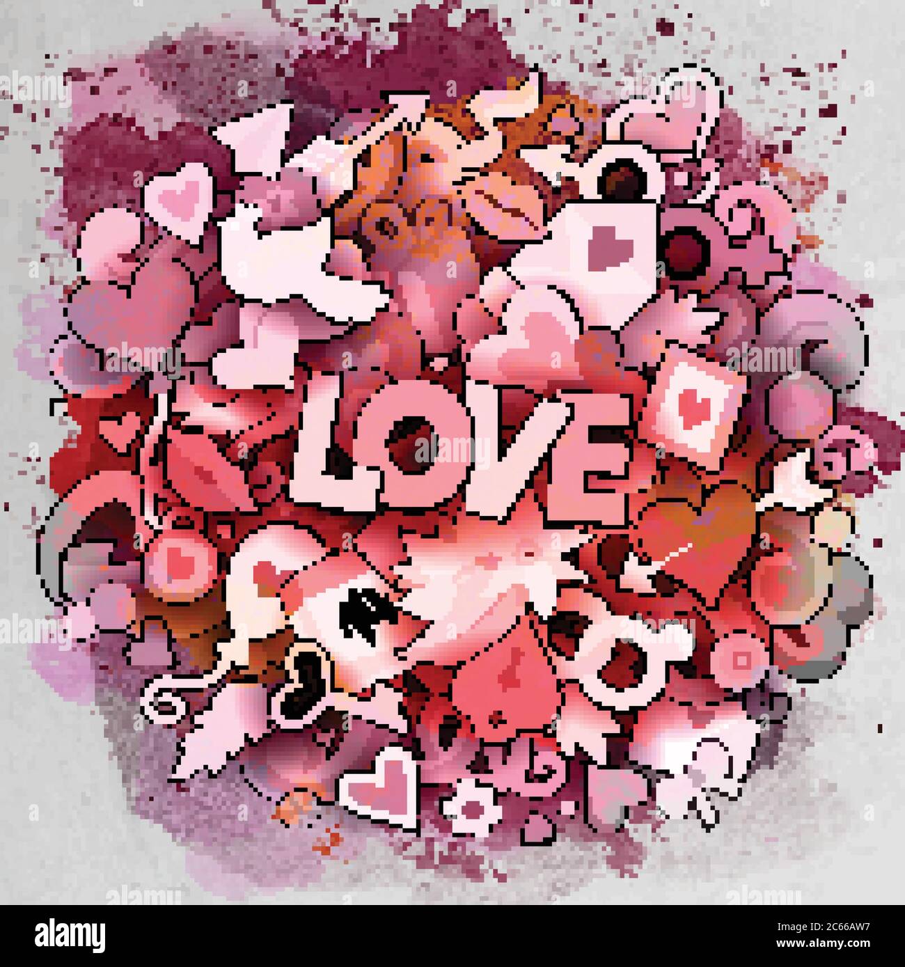 Cartoon Vektor Hand gezeichnet Doodle Liebe Illustration Stock