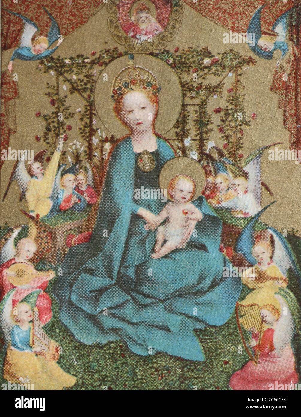 Maria mit dem Jesuskind, Kommunionbild / Maria mit dem Kind Jesus, Kommunionsbild, Historisch, historisch, digital verbesserte Reproduktion eines Originals aus dem 19. Jahrhundert / digitale Produktion einer Originalvorlage aus dem 19. Jahrhundert Stockfoto